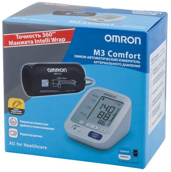 Измеритель артериального давления Omron автоматический (тонометр) M3 Comfort (HEM-7134-ALRU) с
